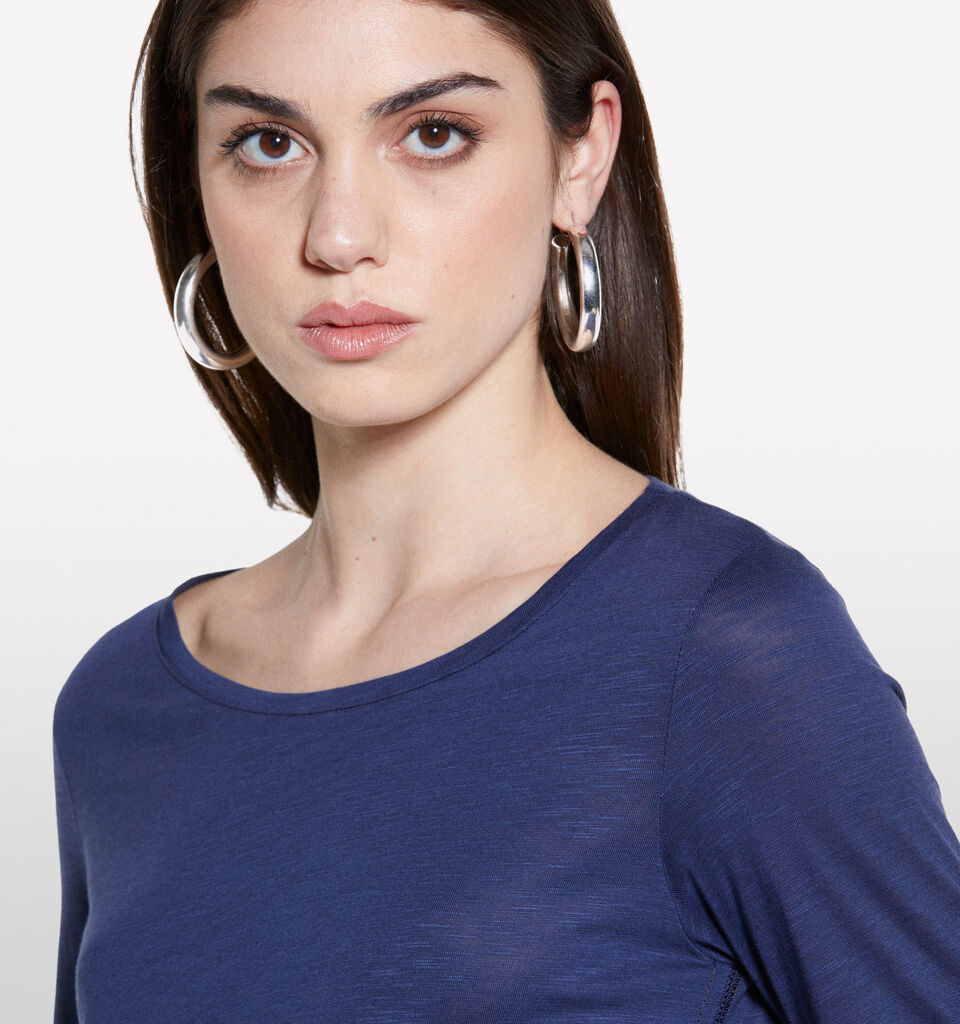 T-shirt azul-escuro com mangas compridas - null - Azul-Escuro | Sisley image number 5